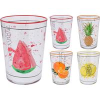 Pohár Summer Fruits - sárga/piros, Üveg (8,8/12cm)