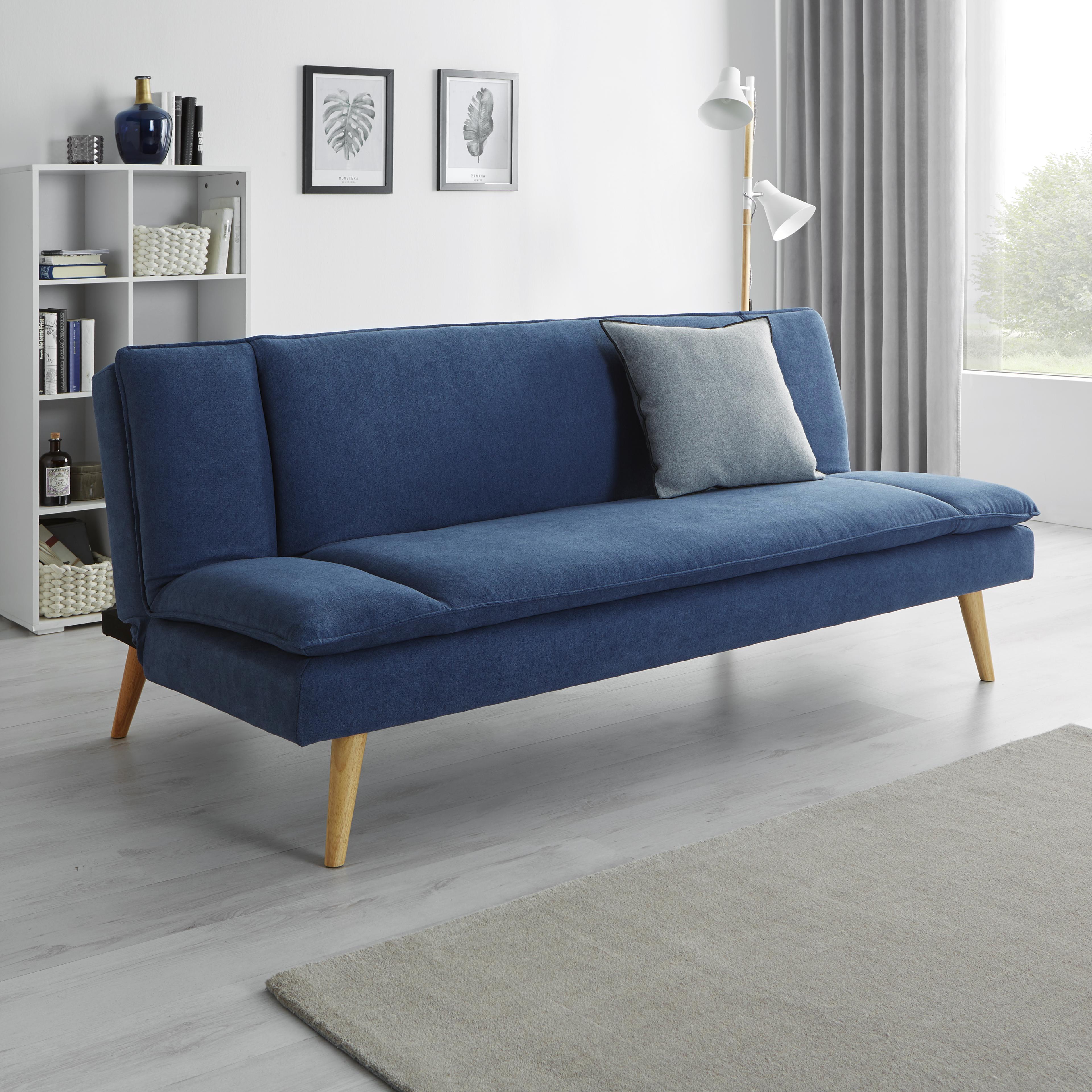 Sofa mit Schlaffunktion in Blau 'Lorenzo' - Blau, MODERN, Holz/Textil (180/83/93cm) - Bessagi Home