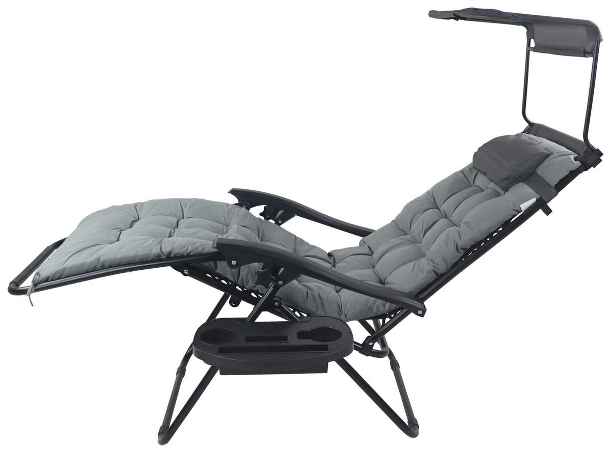 GARTENLIEGE MALTOSA XL - Hellgrau, Modern, Textil/Metall (64/133/91cm) - Gardenson