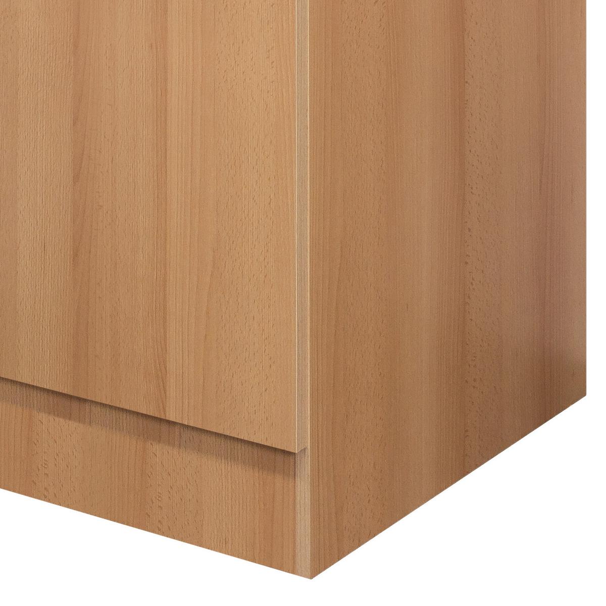 Küchenunterschrank in Buchefarbe 'Nano' - Edelstahlfarben/Beige, MODERN, Holzwerkstoff/Kunststoff (100/85/57cm) - FlexWell