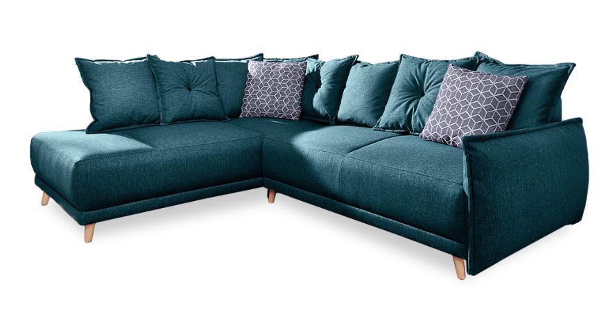 Eckschlafsofa in Türkis ´LAZY LUKKA´ - Türkis/Dunkelgrau, Basics, Holz/Textil (190/235cm) - MID.YOU