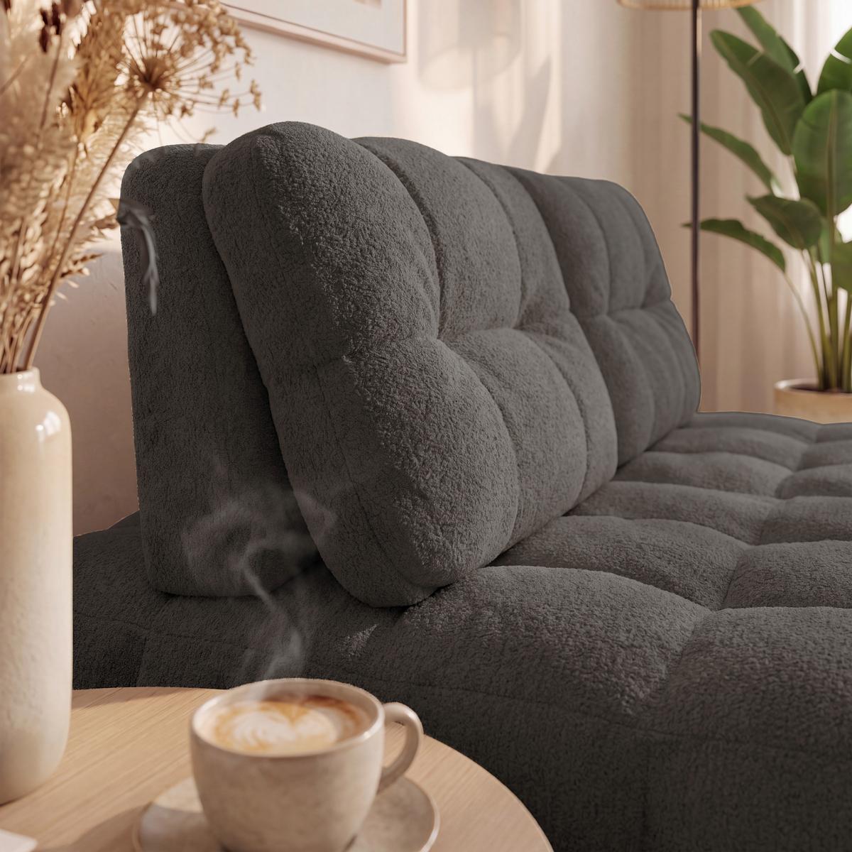 Schlafsofa Liara Webstoff Dunkelgrau - Dunkelgrau/Schwarz, MODERN, Holz/Textil (137/87/110cm) - Bessagi Home
