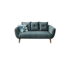 2,5-Sitzer-Sofa Baggio Blau Velours - Blau/Buchefarben, MODERN, Holz/Textil (196/94/103cm) - Livetastic