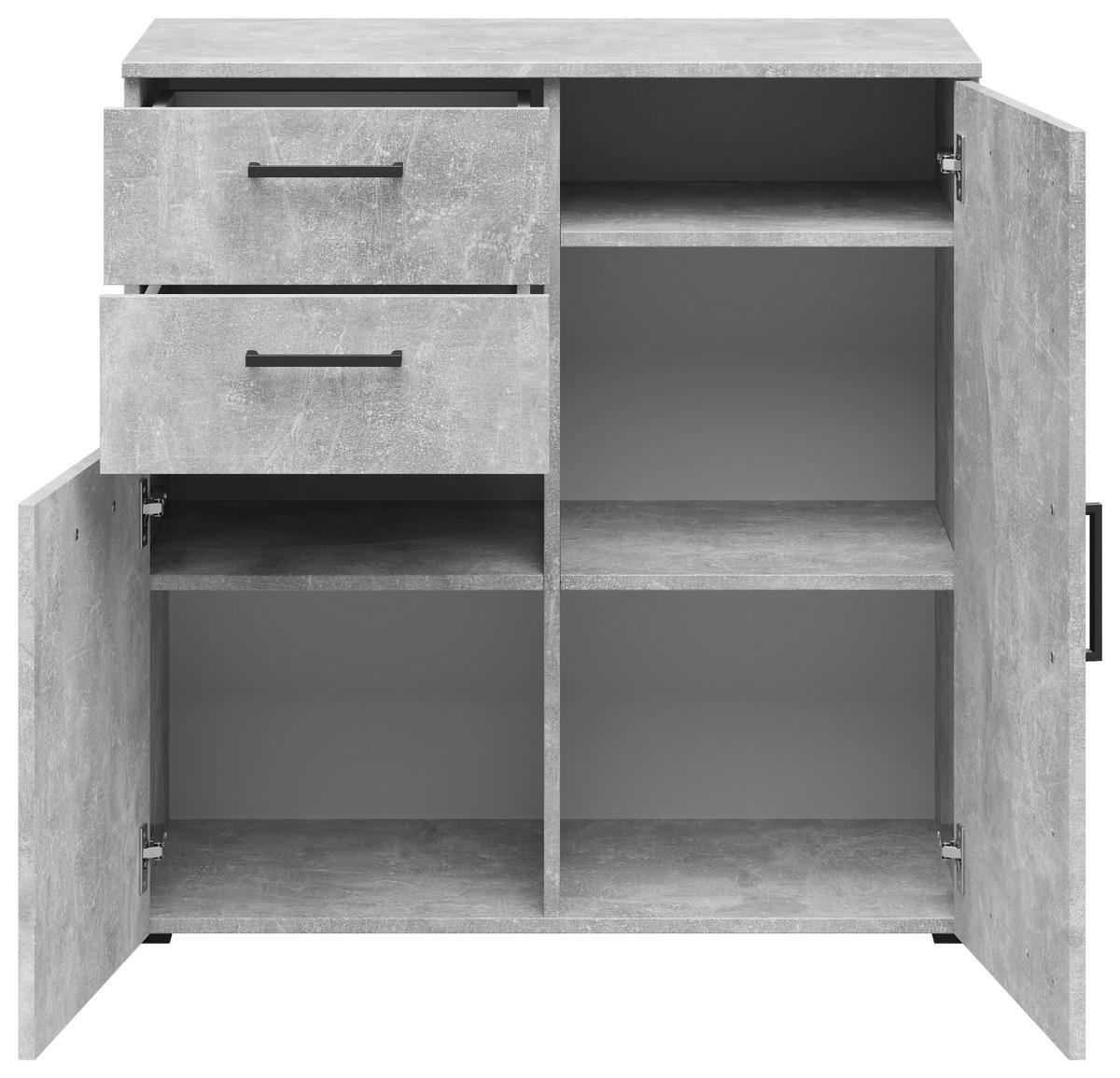 Kommode Multistauraum Betonoptik - Anthrazit/Schwarz, MODERN, Holzwerkstoff/Kunststoff (80/83/40cm) - Mömax