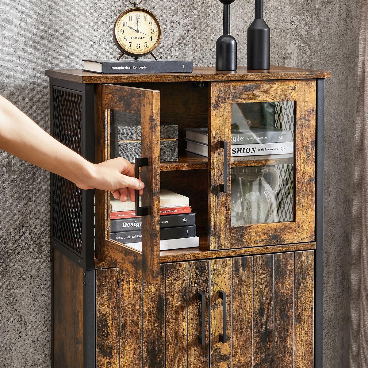 Highboard in Schwarz, Dunkelbraun ca. 60x108x30 cm - Dunkelbraun/Schwarz, Trend, Holzwerkstoff (60/108/30cm) - MID.YOU