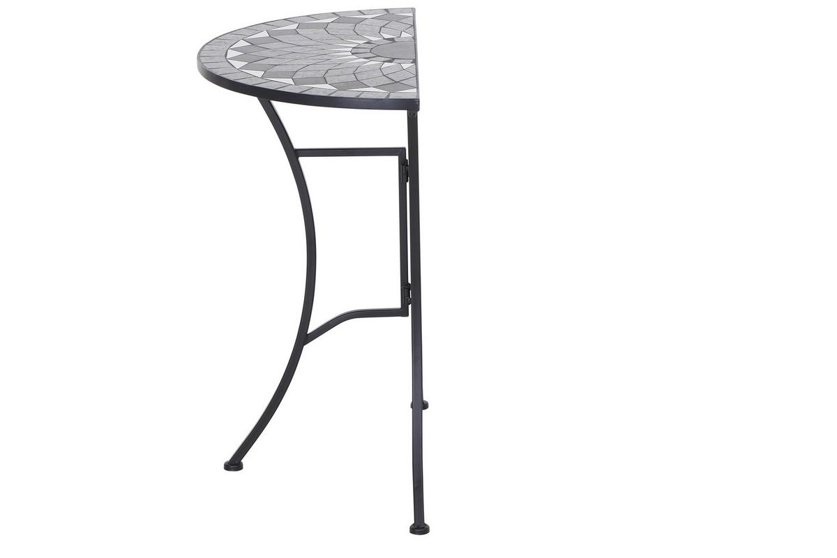 Gartentisch Mosaik ca. 35,5x70x71 cm klappbar - Schwarz, KONVENTIONELL, Keramik/Metall (35,5/70/71cm) - Siena Garden