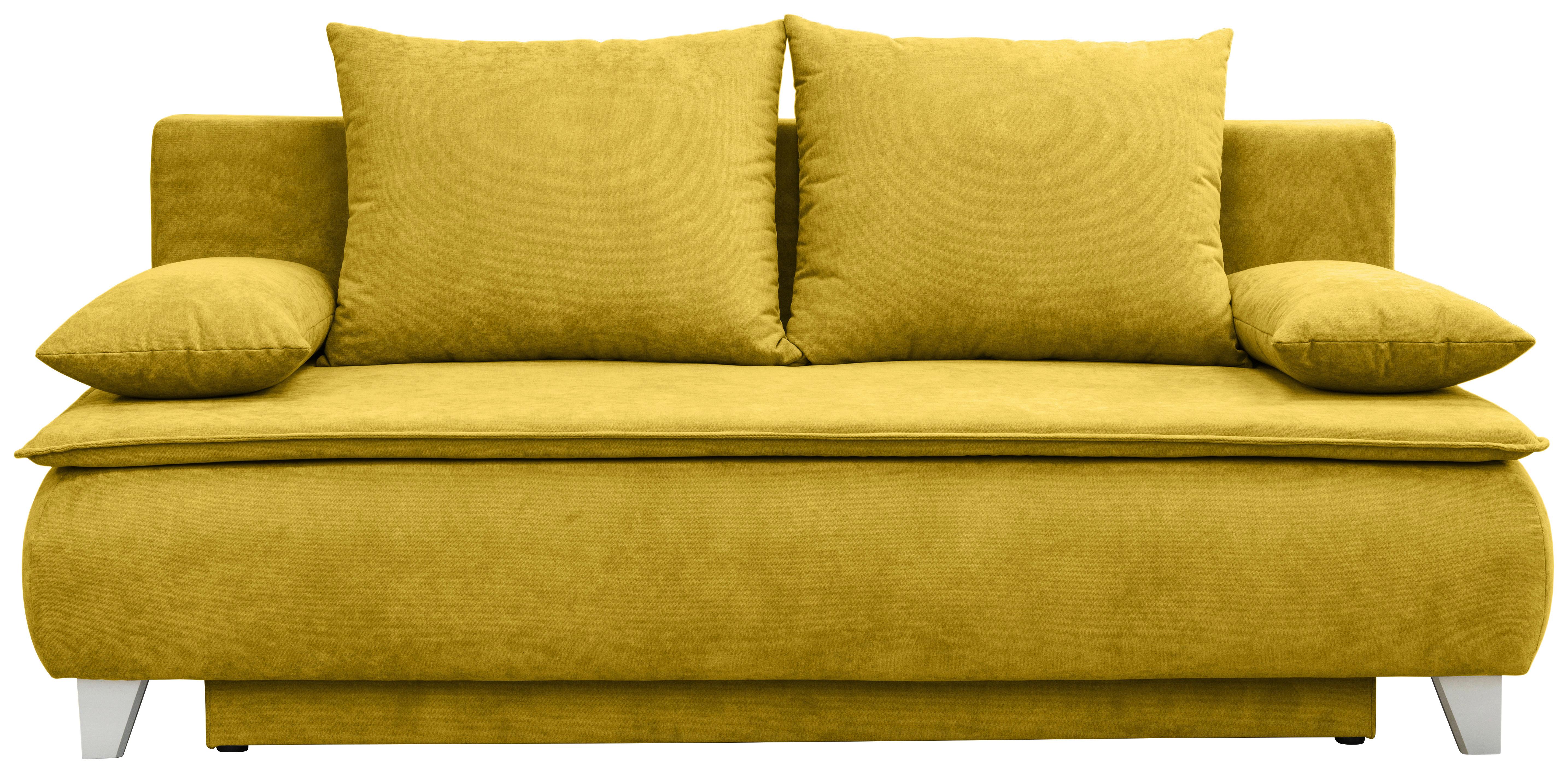 Sofa Mona - srebrne boje/žuta, Modern, tekstil/drvo (208/100/106cm) - Modern Living