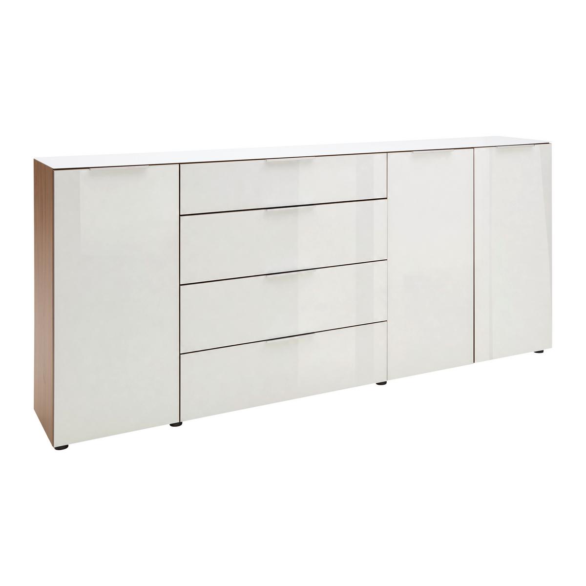 Široka Komoda Siena, Bela, Barve Oreha - srebrne barve/črna, Moderno, kovina/umetna masa (226/99/40cm) - Mömax