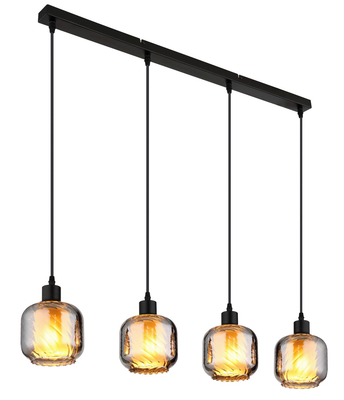 HÄNGELEUCHTE 15754-4H XIA - Klar/Schwarz, Design, Glas/Kunststoff (89/14/120cm) - Globo