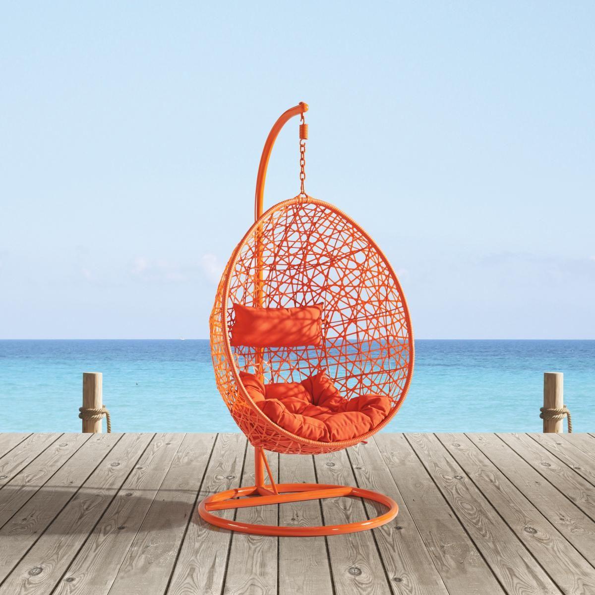Fotoliu suspendat Mara - portocaliu, plastic/metal (95/190/95cm) - Modern Living