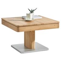 STOLIK KAWOWY RONDO II -EXKLUSIV- - kolor dębowy/kolor aluminiowy, Natur, materiał drewnopochodny/drewno (70/70/45,5cm) - Linea Natura