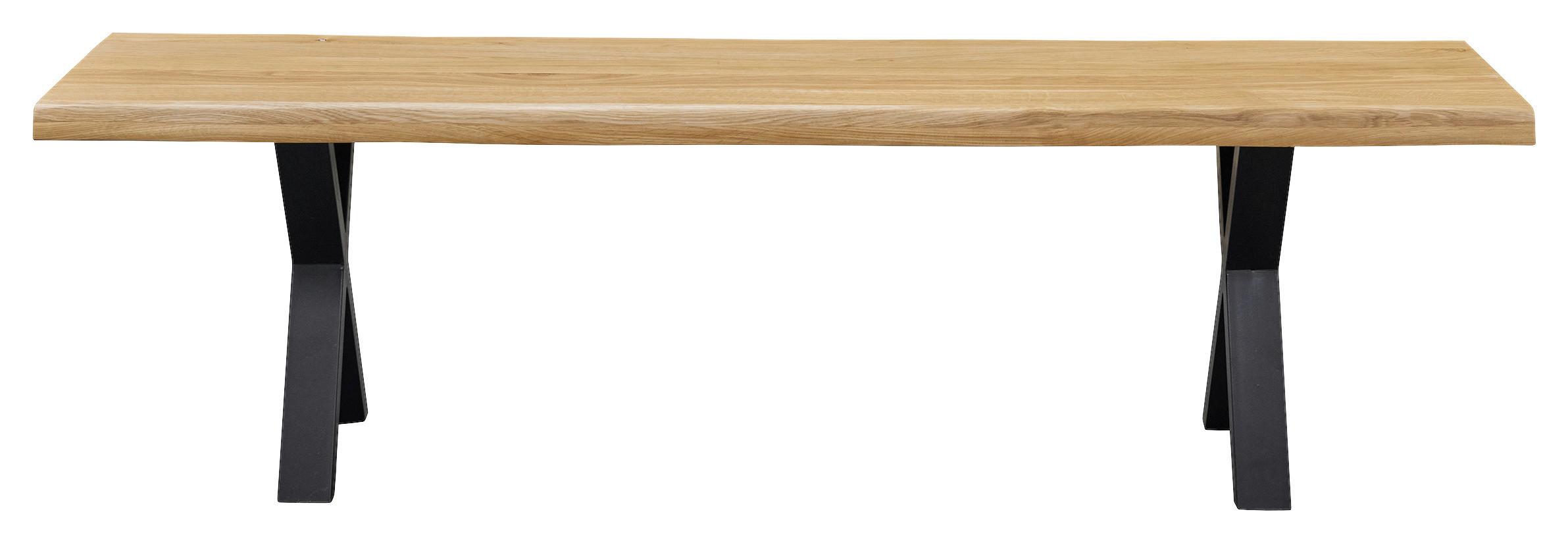 Sitzbank in Wildeiche - Eichefarben/Schwarz, Natur, Holz/Metall (180/44/38cm) - Zandiara
