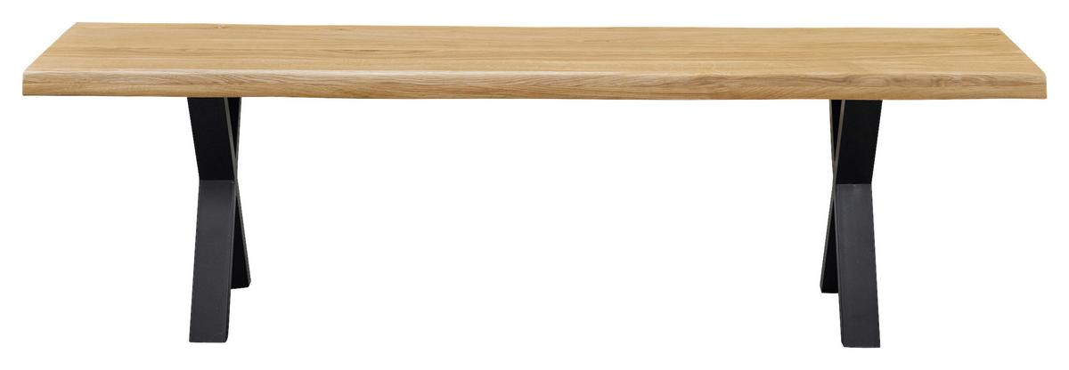 Sitzbank in Wildeiche - Eichefarben/Schwarz, Natur, Holz/Metall (180/44/38cm) - Zandiara