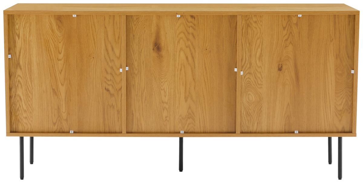 KOMODA SZEROKA LINE - kolor dębowy/czarny, Design, materiał drewnopochodny/metal (150/75/40cm) - Carryhome