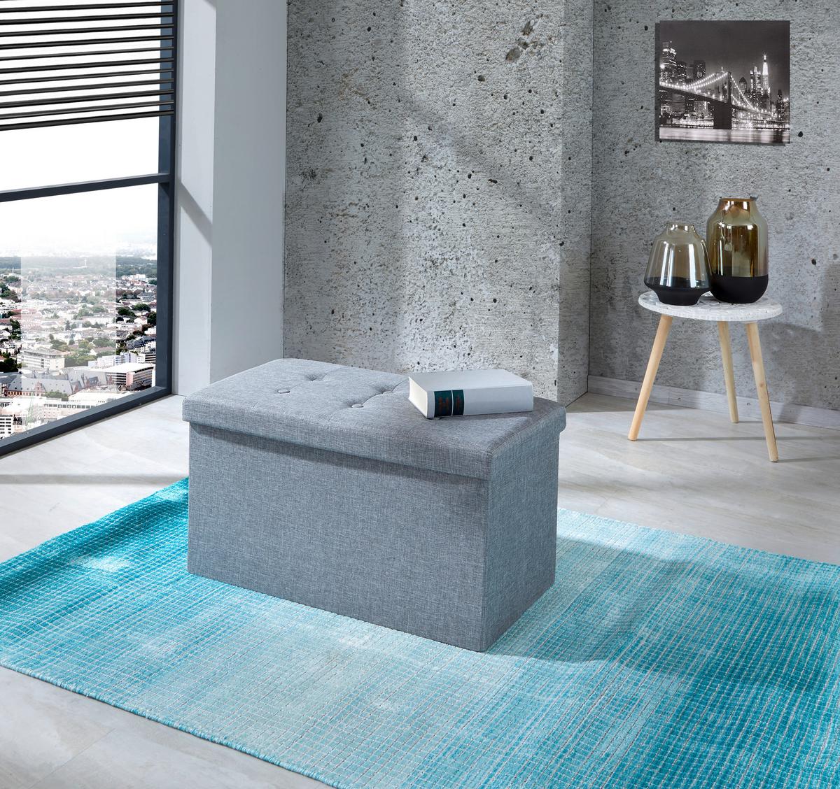 Bancă Franz - gri, Modern, lemn/textil (70/38/38cm) - Modern Living