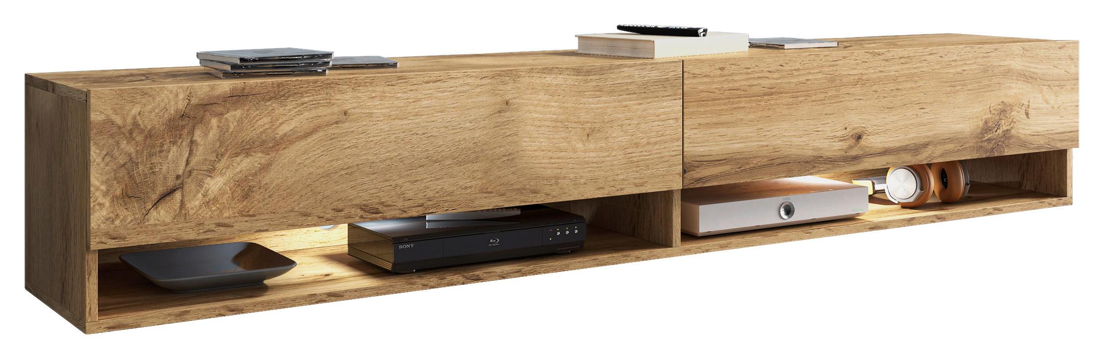 Nizka Omarica Lowa, Barva Hrasta, Led - hrast wotan/siva, Trendi, umetna masa/leseni material (180/30/32cm) - P & B