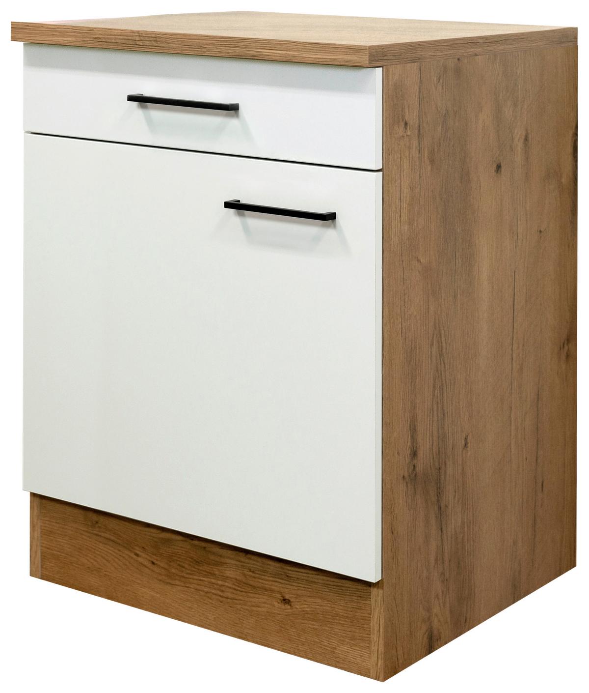 Küchenunterschrank Avila Eichefarben/Magnolie - Eichefarben/Magnolie, KONVENTIONELL, Holzwerkstoff/Metall (60/85/57cm) - FlexWell