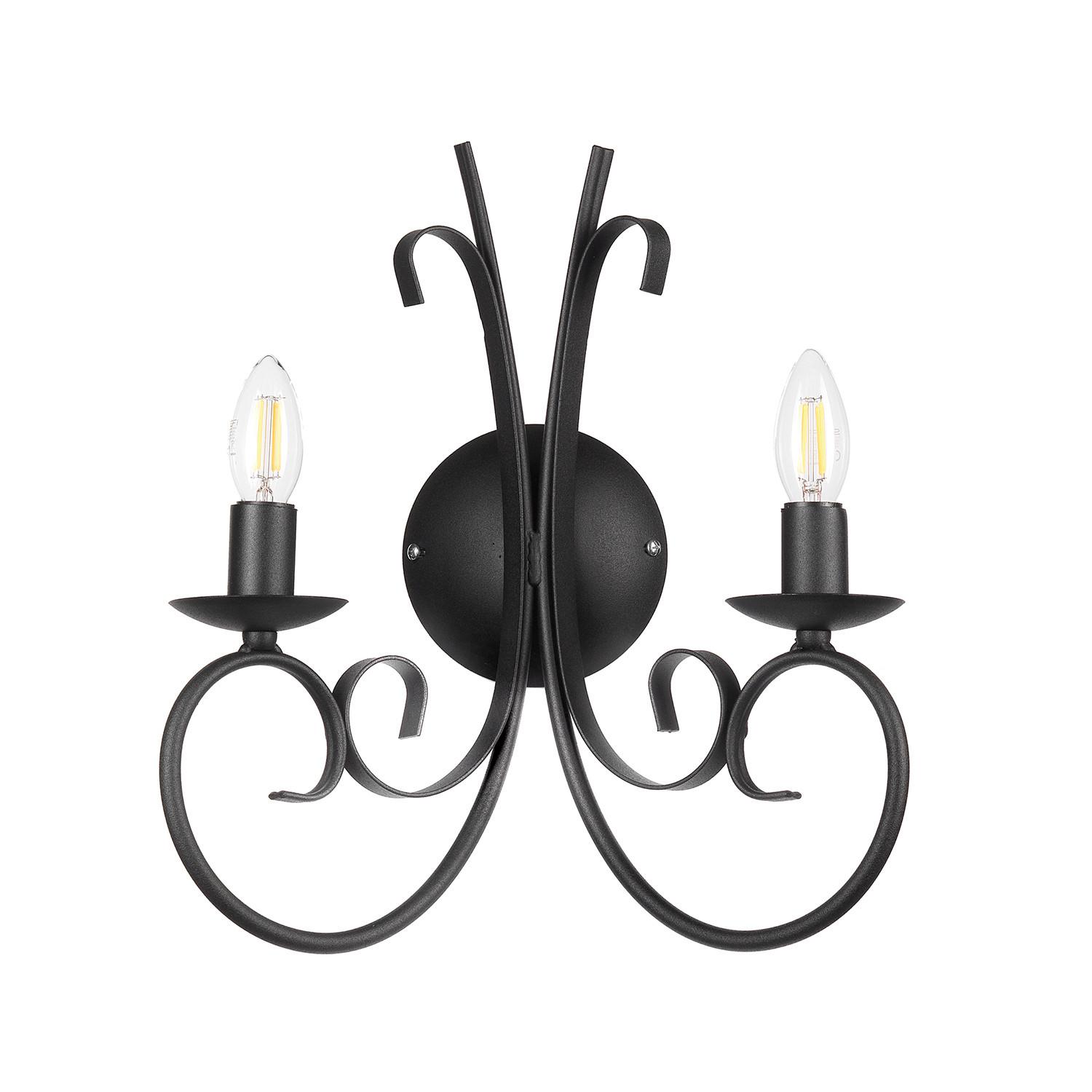 Wandleuchte Pompei Schwarz max. 6 Watt - Schwarz, KONVENTIONELL, Metall (35/35/38cm)