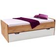 Pat Maxi - alb/culoare lemn stejar, Konventionell, compozit lemnos (207/58/95cm) Pat Maxi - alb/culoare lemn stejar, Konventionell, compozit lemnos (207/58/95cm)