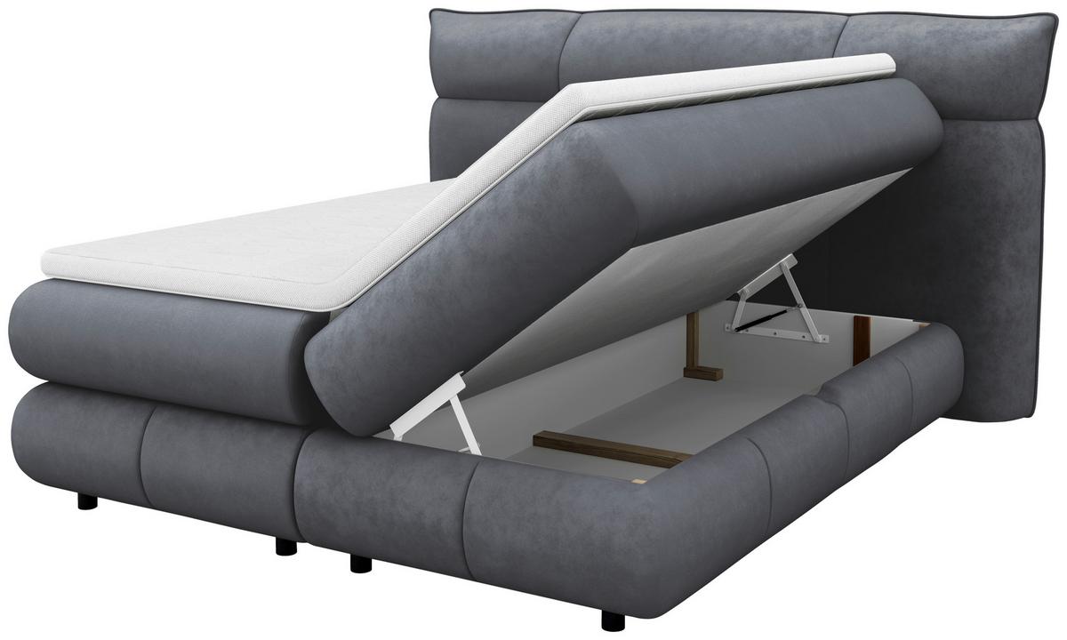 Boxspring Krevet Caramelo - crna/antracit, Trend, tekstil/plastika (140/200cm) - Premium Living