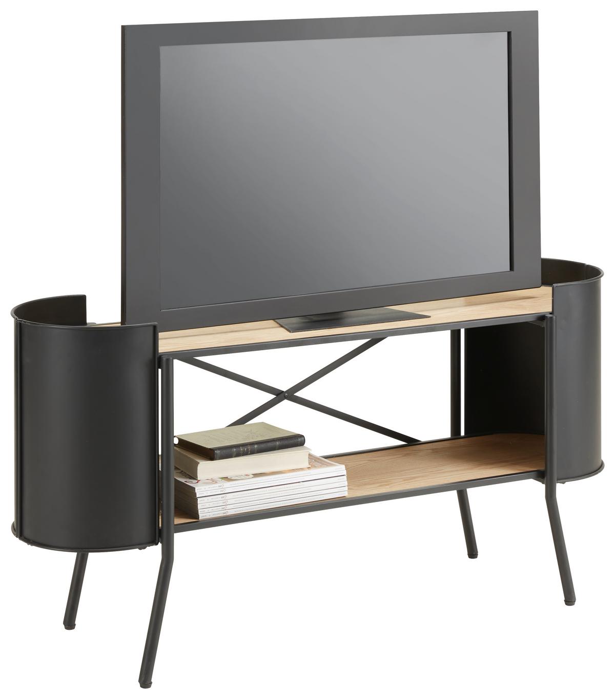 Tv Szekrény Olan - natúr színű/fekete, Lifestyle, faalapú anyag/fa (122/60/33cm) - Premium Living