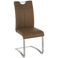 Schwingstuhl in Braun/edelstahlfarben - Edelstahlfarben/Braun, MODERN, Textil/Metall (45/101/59cm) - PREMIUM LIVING
