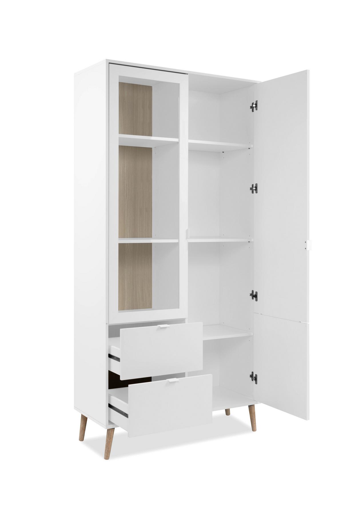 WITRYNA SOMA 52A VITRINE - kolor dębowy/biały, Design, materiał drewnopochodny/tworzywo sztuczne (92/190/40cm) - MID.YOU