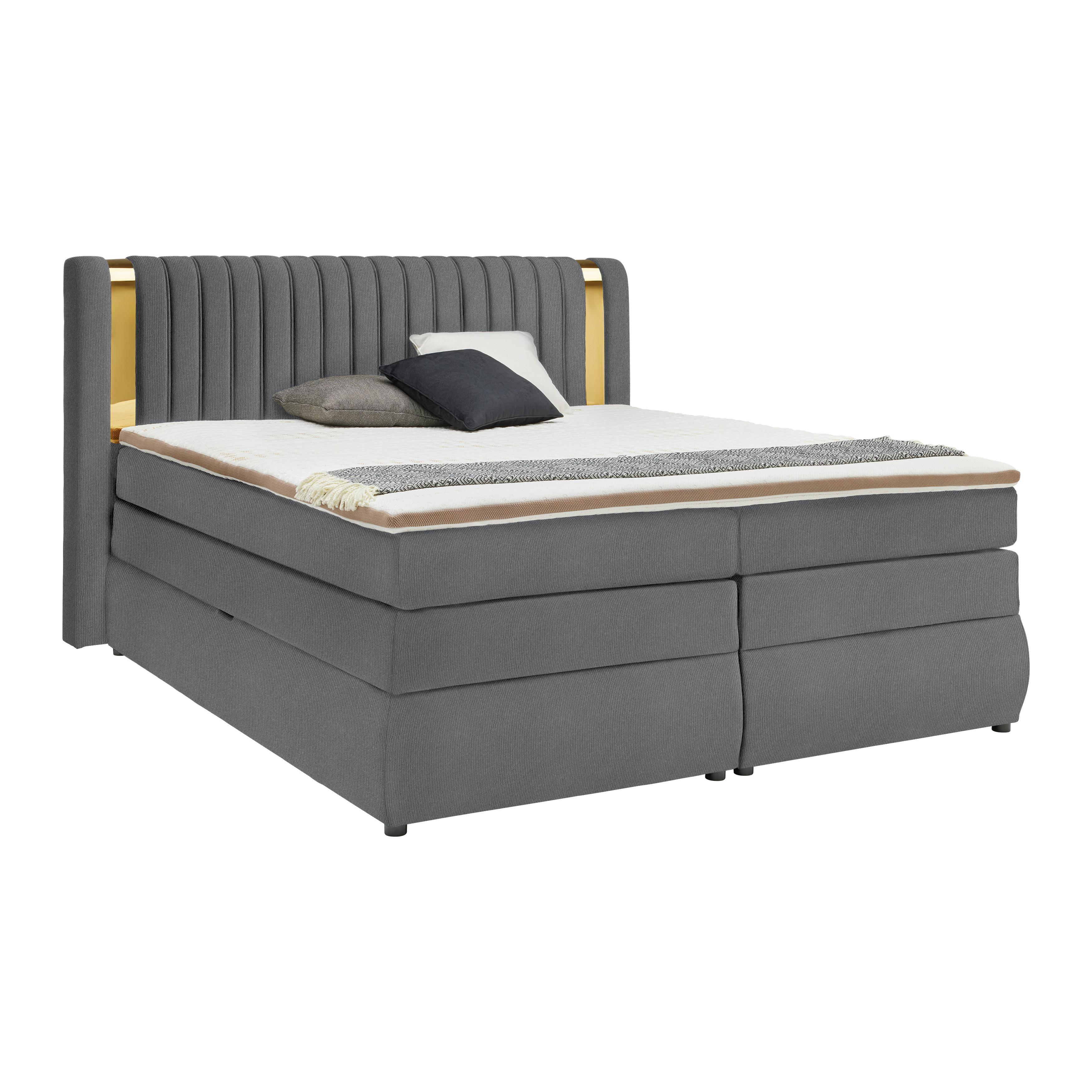 PAT BOXSPRING MINOLA GOLD EXKLUZIV - antracit, Konventionell, textil (160/200cm) - Premium Living