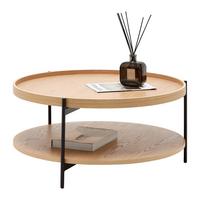 Dohányzóasztal Kerek Plate - natúr színű/fekete, Modern, faalapú anyag/fém (80/40/80cm) - Mömax