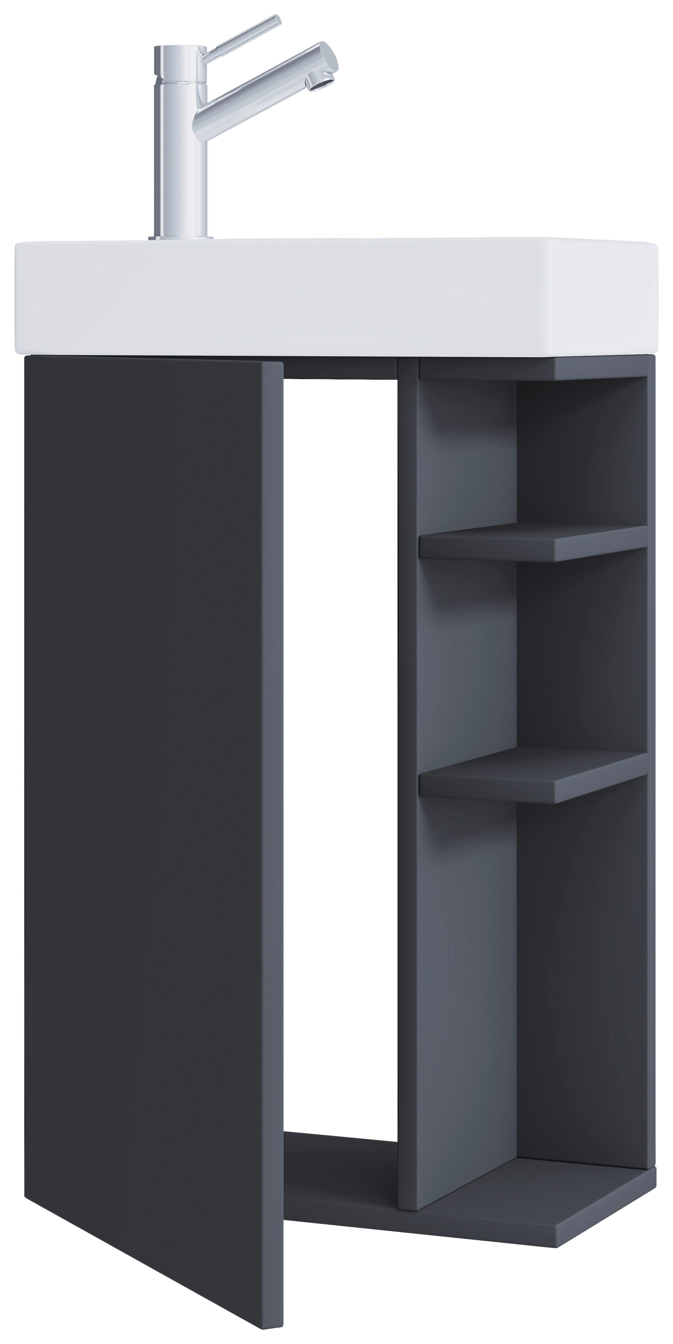 WASCHTISCHKOMBI LUMIA - Weiss/Anthrazit, Modern, Keramik/Holzwerkstoff (40cm) - MID.YOU