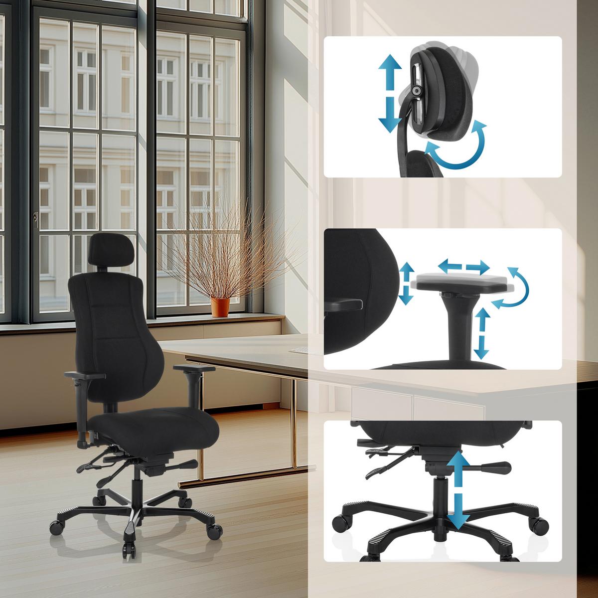 Drehstuhl 24 Hours Basic Schwarz - Schwarz, MODERN, Kunststoff/Textil (68/109 - 151/70cm) - MID.YOU