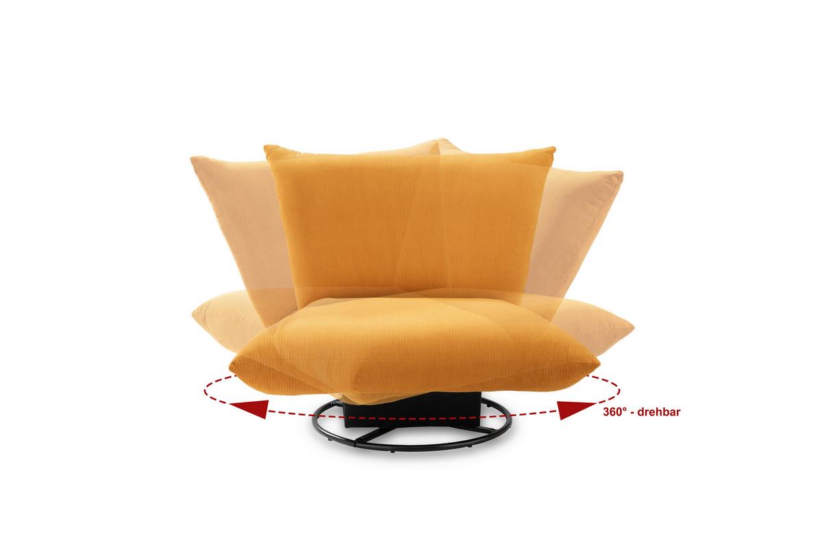 Relaxsessel Cremona Gelb - Gelb/Schwarz, Design, Textil/Metall (100/78/96cm) - Livetastic