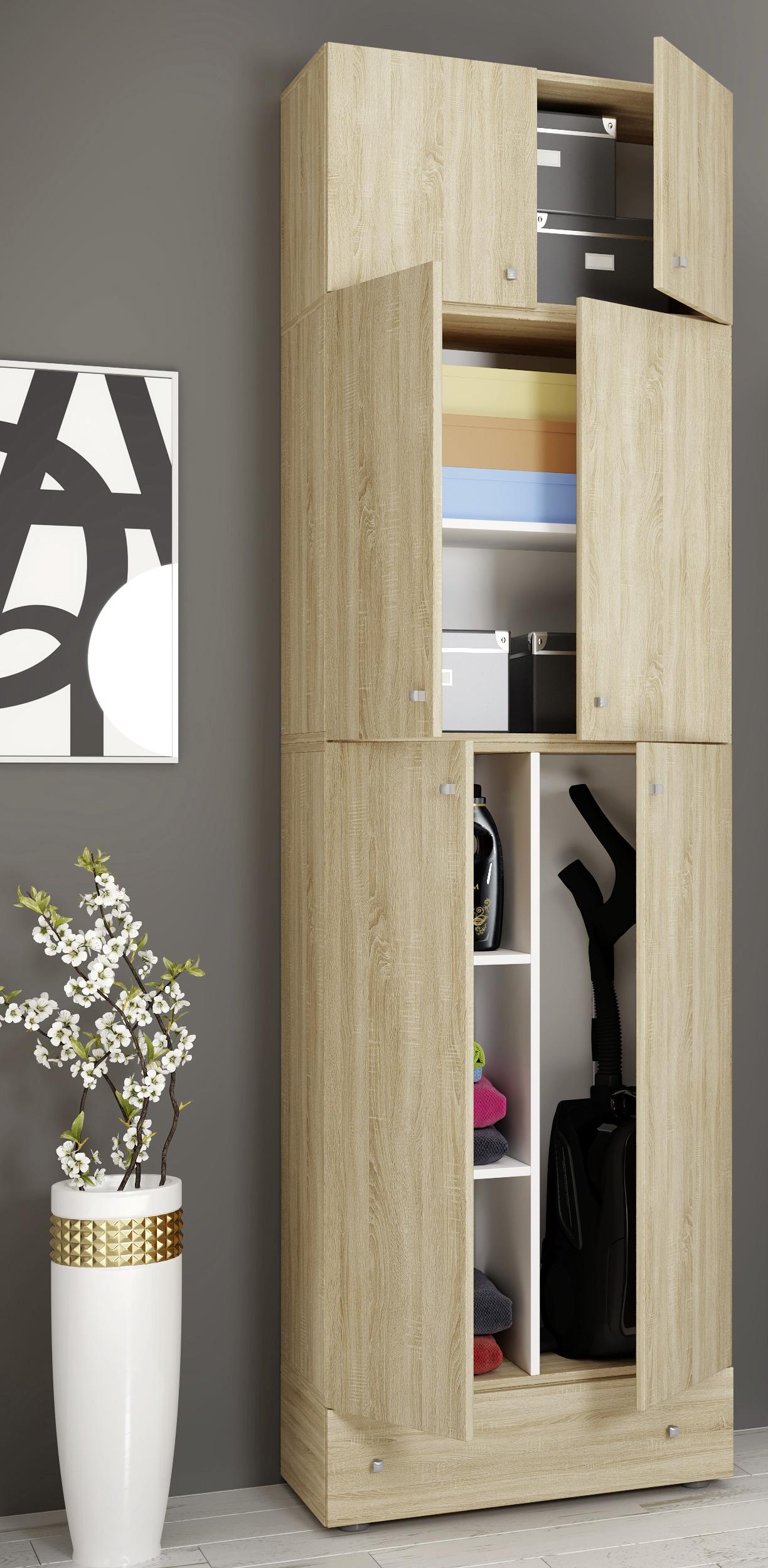 Večnamenska Omara Lona Xxl, Hrast - siva/črna, Moderno, umetna masa/leseni material (70/240/39cm) - MID.YOU