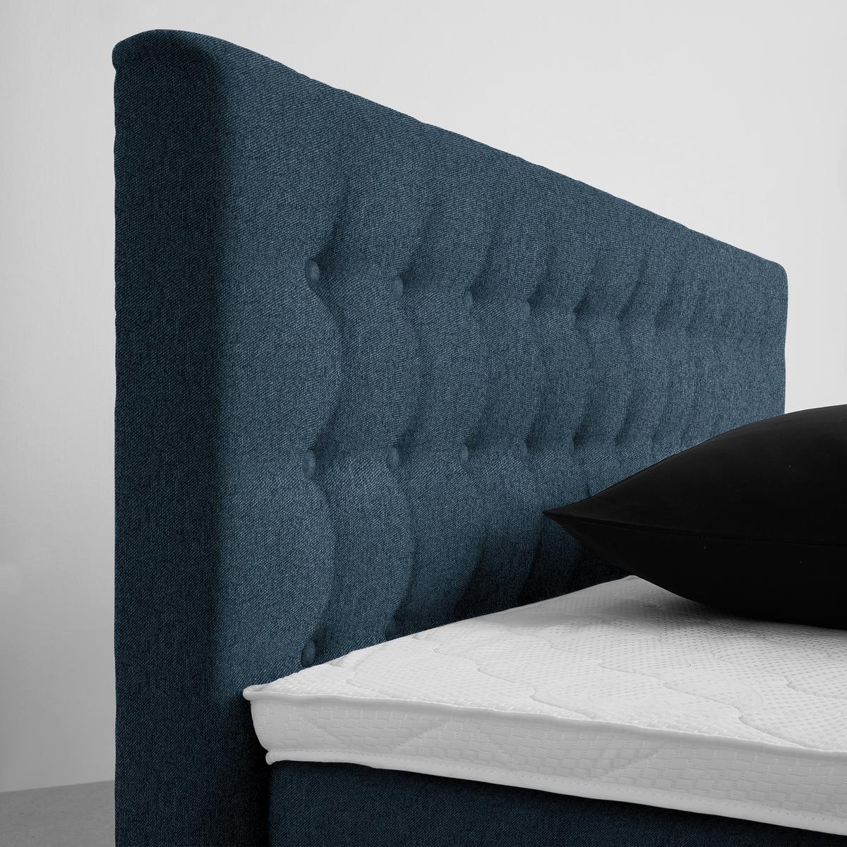 Boxspringbett Luzern Dunkelblau ca. 180x200cm - Schwarz/Dunkelblau, KONVENTIONELL, Kunststoff/Textil (180/200cm) - Premium Living