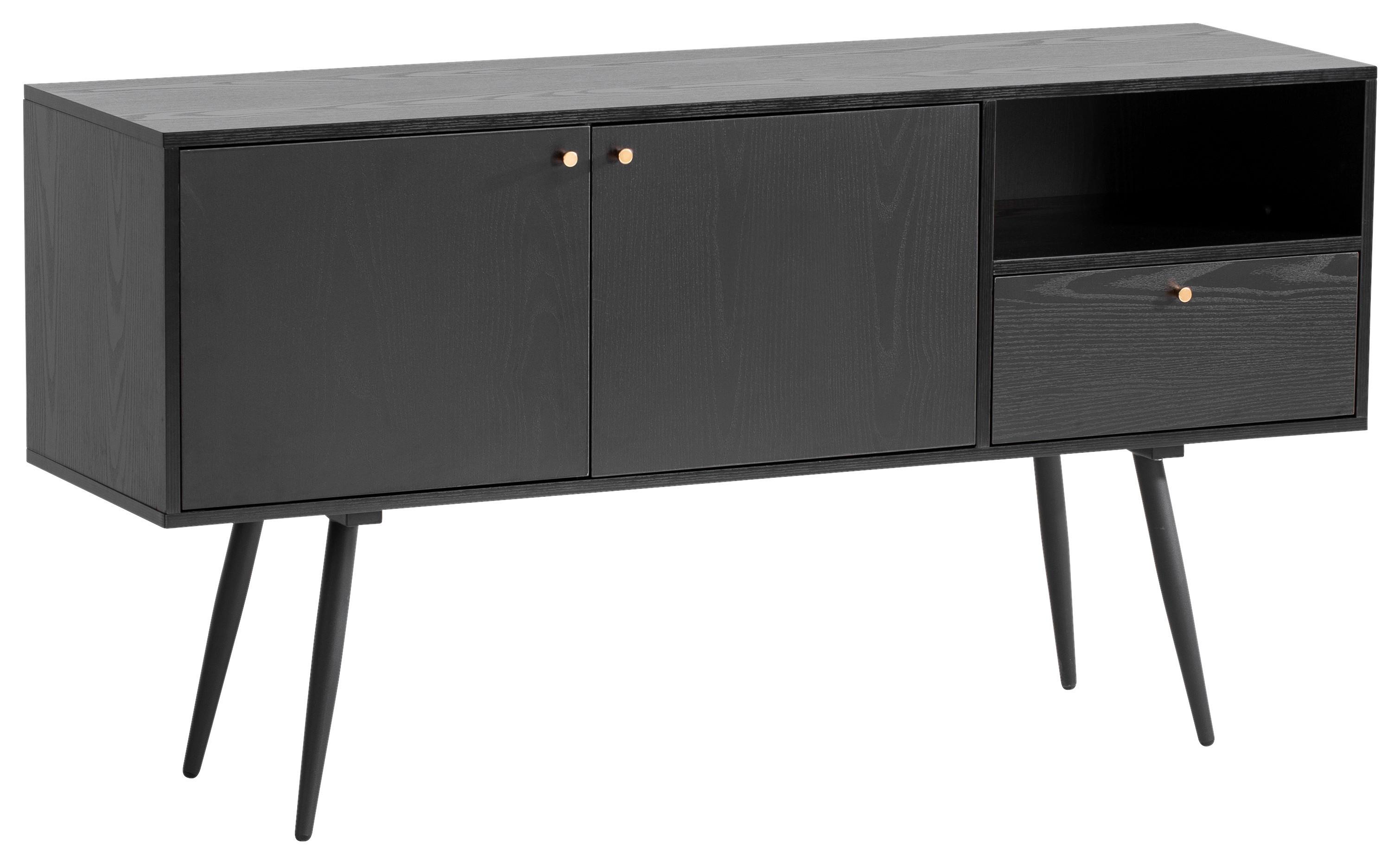 Komoda Wl6.826 - zlate barve/črna, Konvencionalno, kovina/leseni material (140/75/40cm) - Livetastic