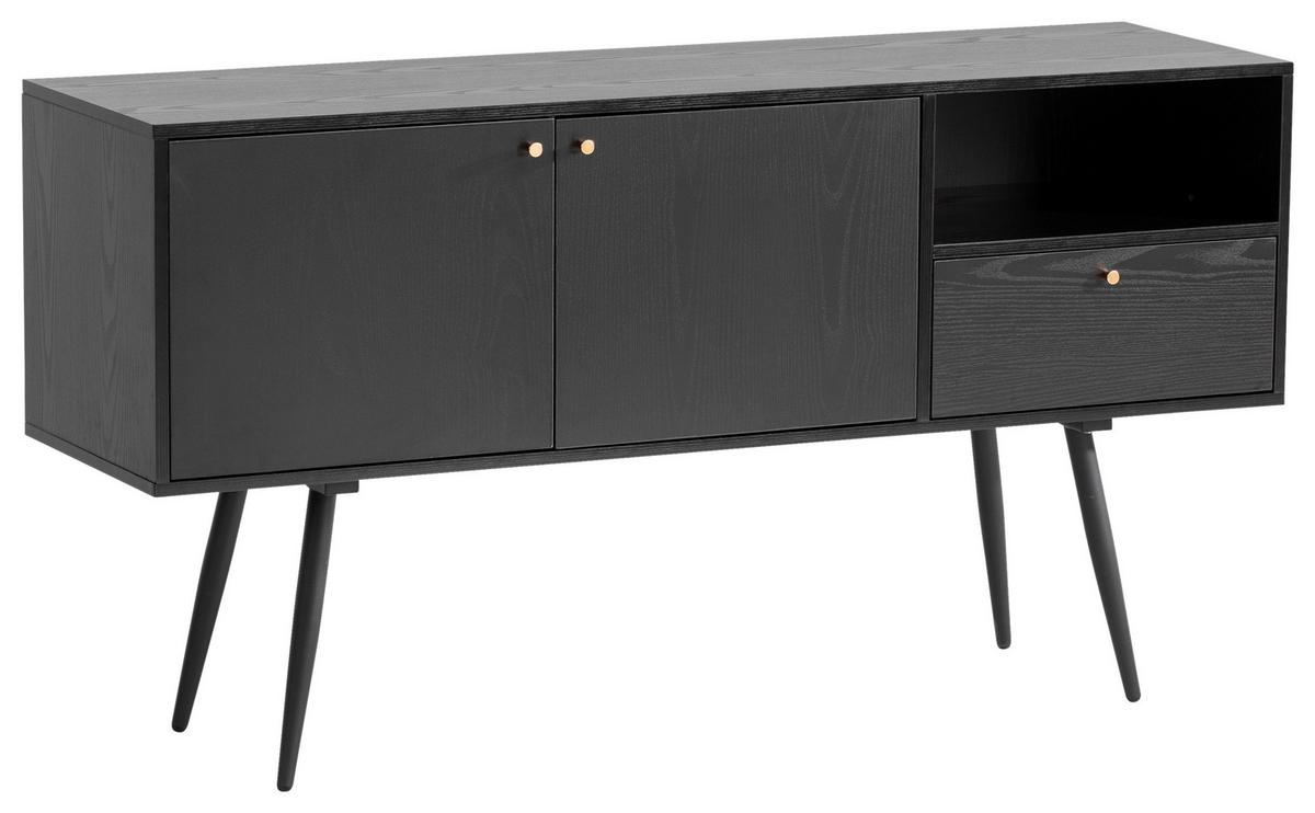 Komoda Wl6.826 - zlate barve/črna, Konvencionalno, kovina/leseni material (140/75/40cm) - Livetastic