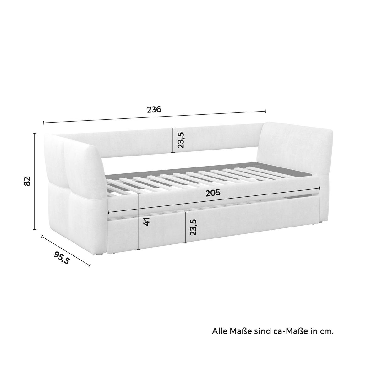 Ausziehbett Dream Hellgrau ca. 90x200 cm - Hellbraun/Hellgrau, MODERN, Holz/Kunststoff (90/200cm) - Bessagi Home