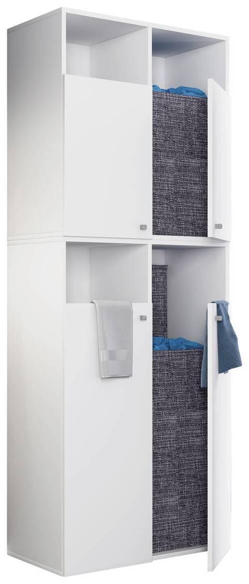 Wäscheschrank KLIDAS XXL Weiß ca. 81x184x39 cm - Weiß/Grau, MODERN, Holzwerkstoff/Kunststoff (80,1/184/39cm) - MID.YOU