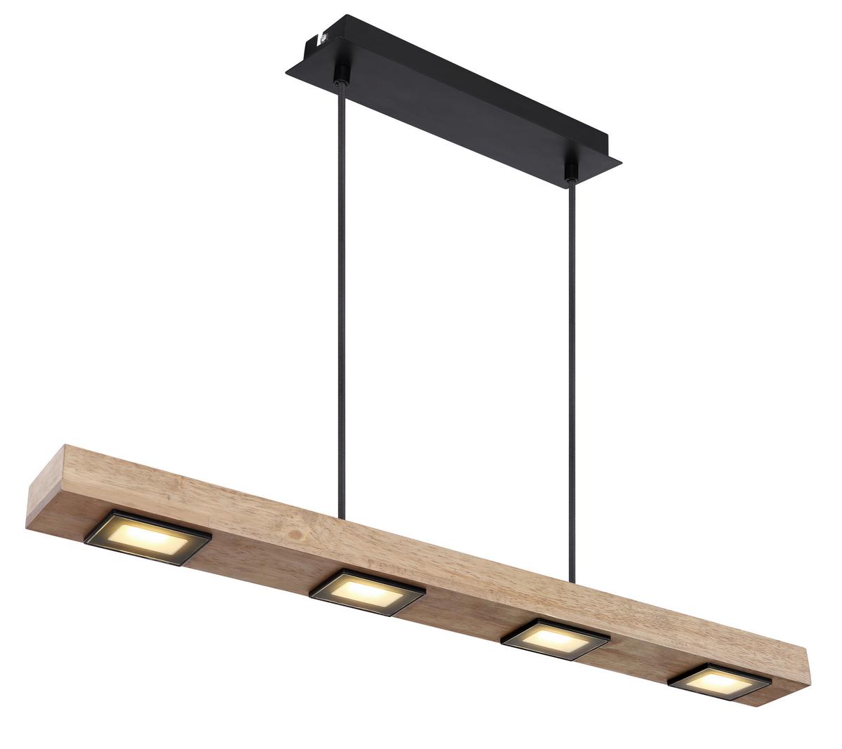 LAMPA WISZĄCA LED 56247-6HB - czarny/ciemnobrązowy, Natur, metal/drewno (80/8/120cm) - Globo