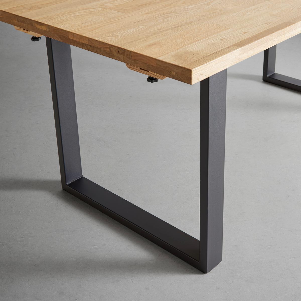 Masă extensibilă ADAMO - culoare lemn stejar/negru, Modern, lemn/metal (180-220/90/76cm) - Bessagi Home