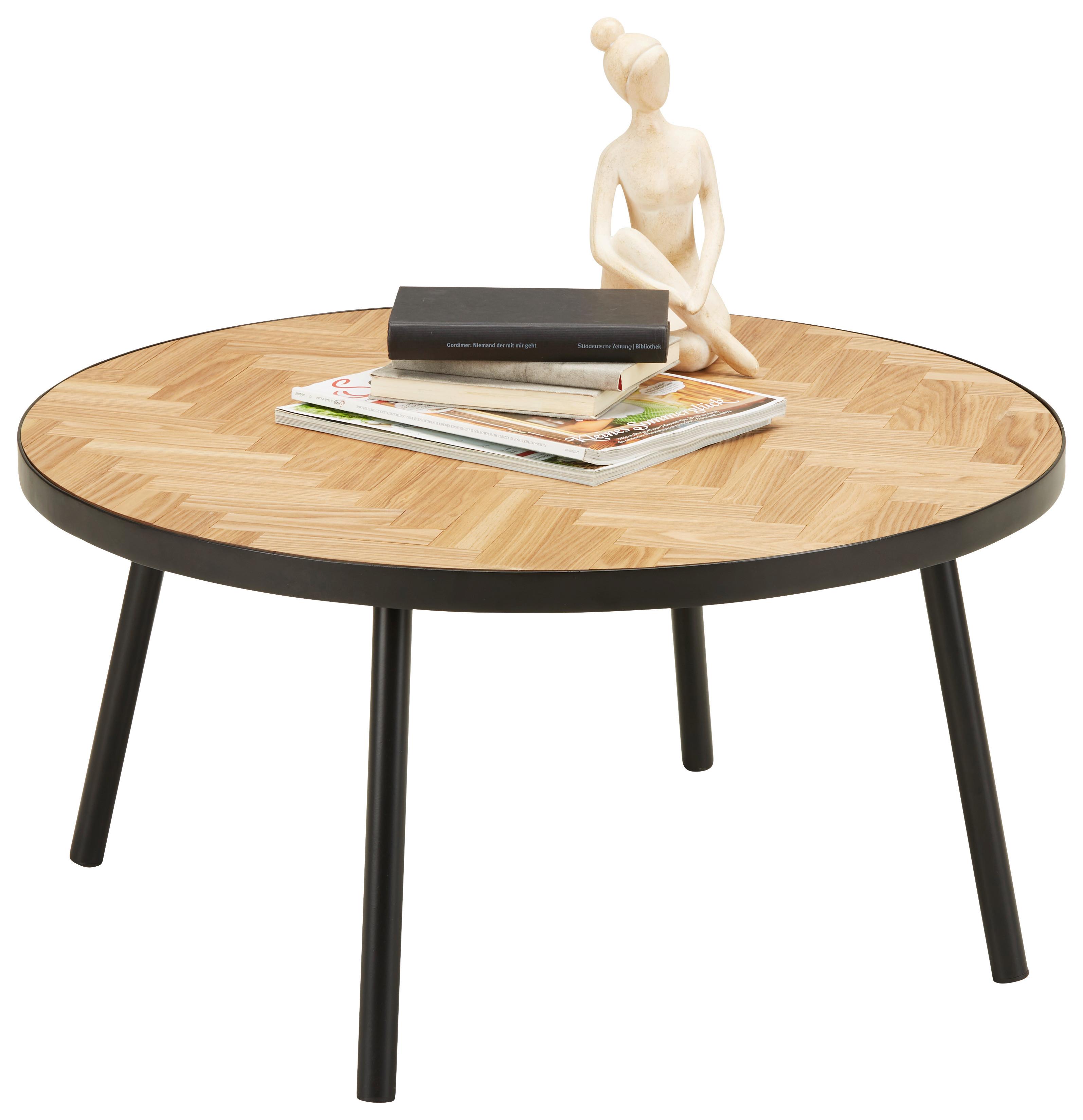Couchtisch Parker Naturfarben/Schwarz Rund - Schwarz/Naturfarben, LIFESTYLE, Holzwerkstoff/Metall (80/45cm) - Based