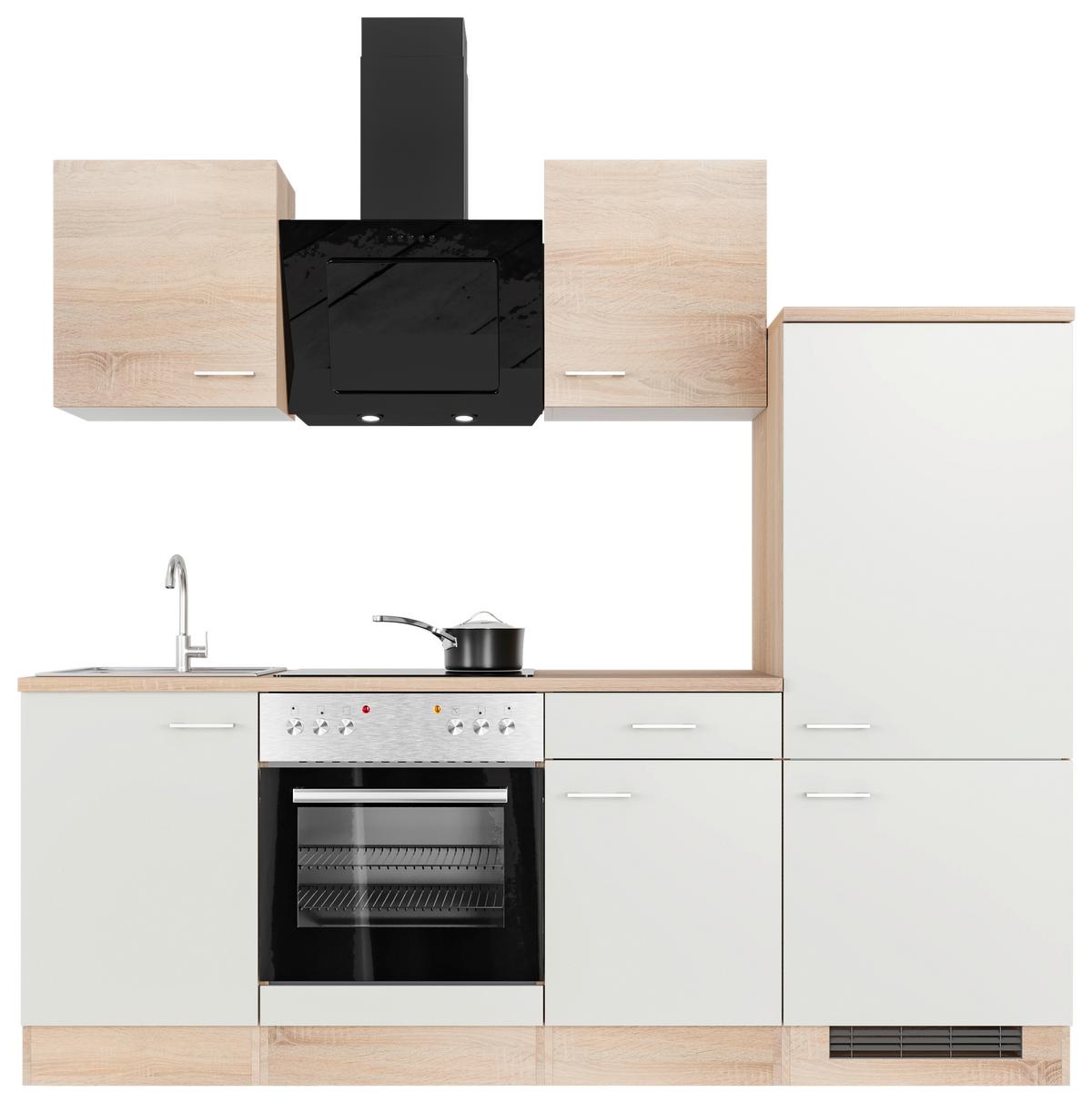 Kuhinjski Blok Samoa, Bela, Hrast - bela/barve aluminija, Moderno, umetna masa/leseni material (220cm) - FlexWell
