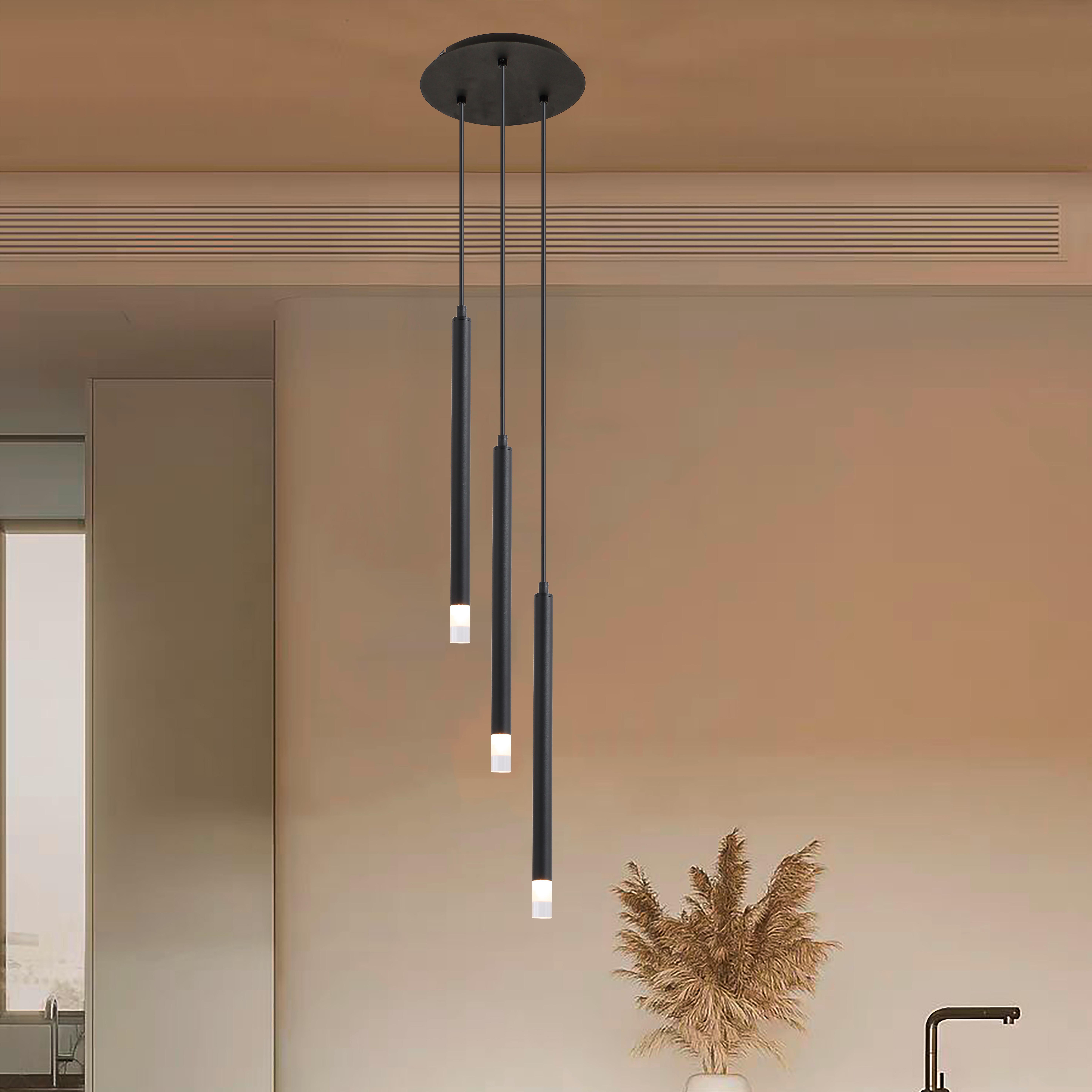 Hängeleuchte Simpl Klar/Schwarz max. 4 Watt - Klar/Schwarz, MODERN, Kunststoff/Metall (24/120cm) - Mömax