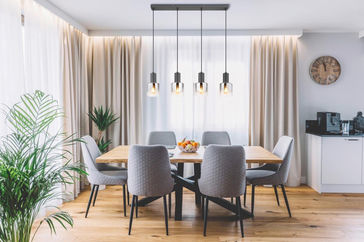 HÄNGELEUCHTE 30400408 JACK - Schwarz/Grau, Trend, Glas/Kunststoff (74/12/150cm) - Globo