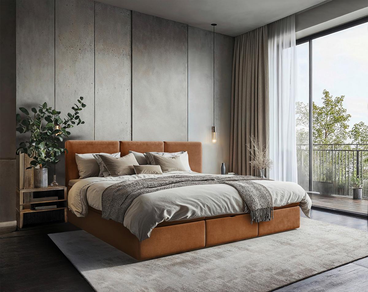 Familienbett Domino Combo Terracotta ca.240x200cm - Terracotta/Schwarz, MODERN, Holz/Holzwerkstoff (240/200cm) - MID.YOU