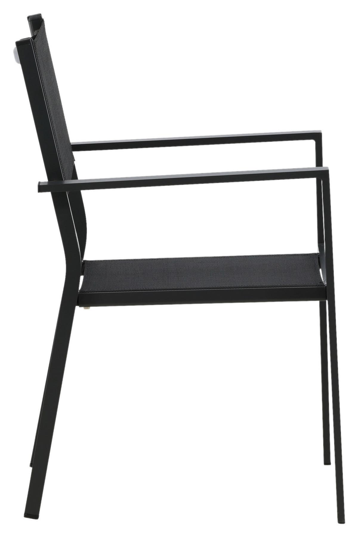 Stapelsessel-Set Copacabana Schwarz Aluminium 2er-Set - Schwarz, KONVENTIONELL, Textil/Metall (56.5/88/61cm) - Gardenson