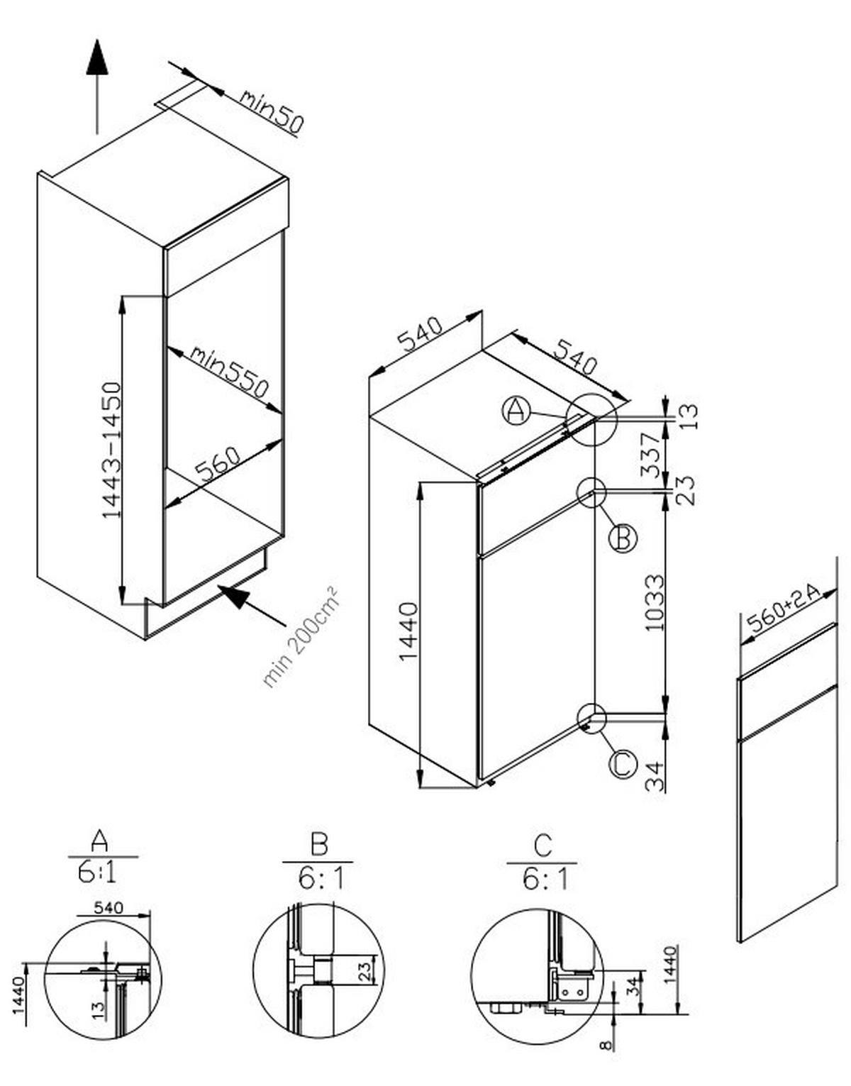 Kühl-Gefrier-Kombination 30711 Schlepptürtechnik - Weiß, MODERN, Metall (54/144/54cm) - Mican