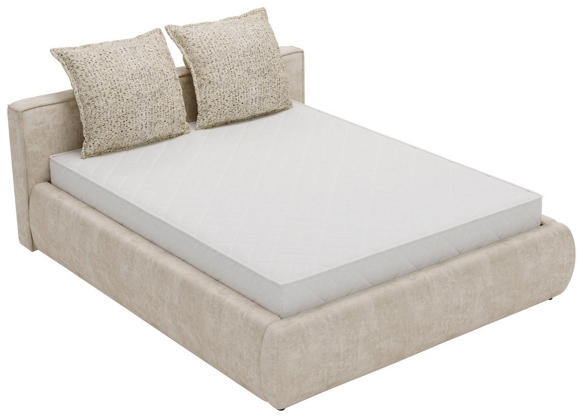 Polsterbett Olive Sandfarben ca. 160x200cm - Sandfarben/Schwarz, KONVENTIONELL, Holzwerkstoff/Kunststoff (160/200cm) - Mömax