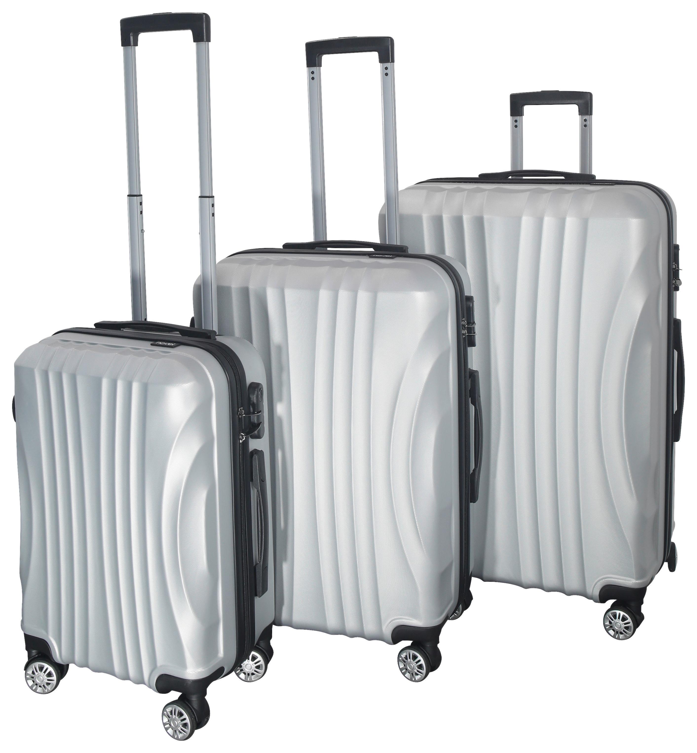 ZESTAW WALIZEK PODRÓŻNYCH CHICAGO - kolor srebrny, Trend, tworzywo sztuczne/metal - Novel