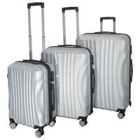 ZESTAW WALIZEK PODRÓŻNYCH CHICAGO - kolor srebrny, Trend, tworzywo sztuczne/metal - Novel